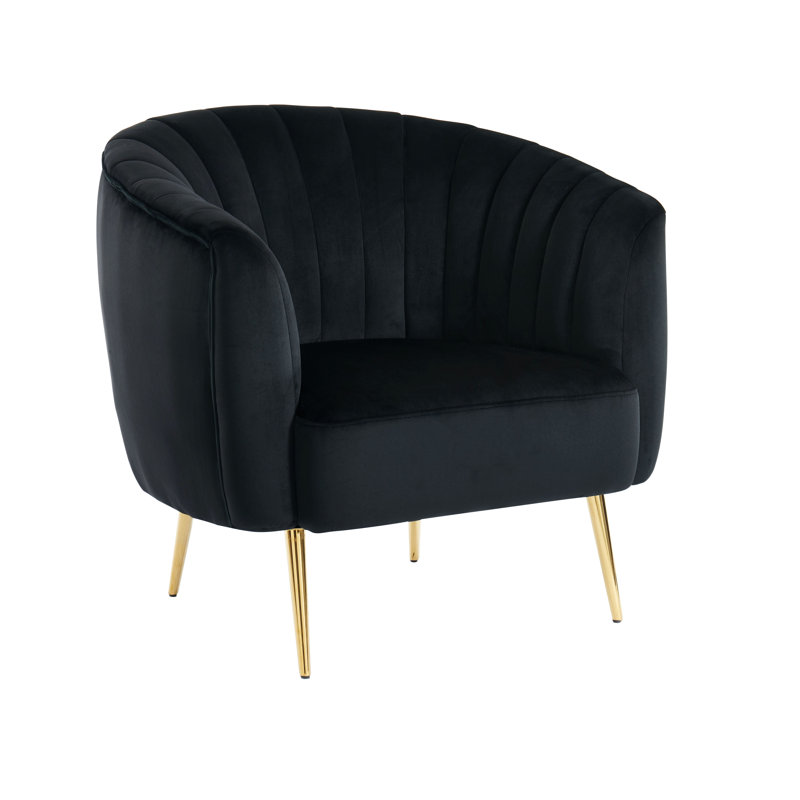 Parrish Upholstered Barrel Chair, Black Polyester Blend