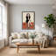 Toile rétro, femme en robe noire assise sur un tabouret-267949609