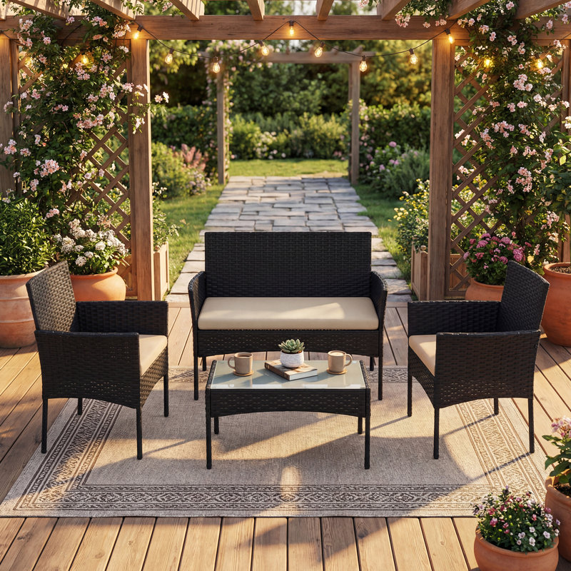Almandine Garden Furniture Sets, Black