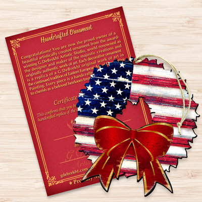 Ornement en bois suspendu american flag