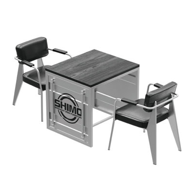Levente 2 - Person Solid Wood Top Trestle Dining Set