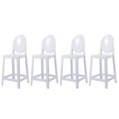 25" Seat Height Plastic Acrylic Modern Armless Counter Height Stool For Kitchen
