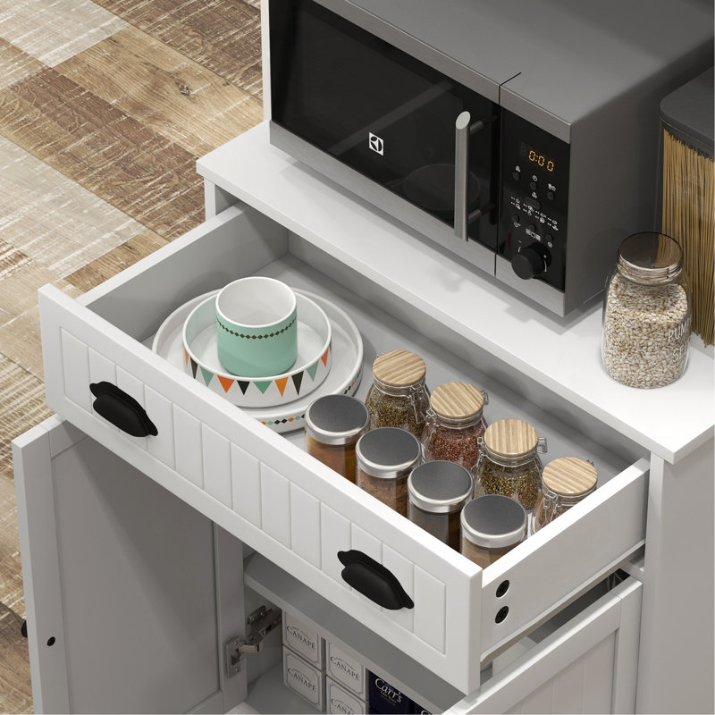 Élégante armoire à micro-ondes avec options de rangement polyvalentes pour la maison