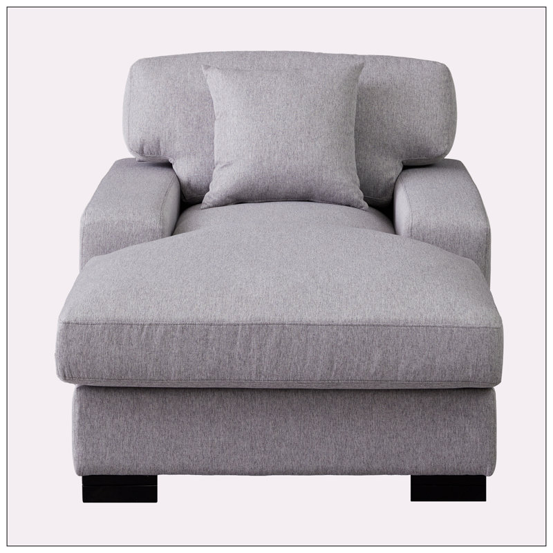 Chaise longue rembourrée Yulinda, Velours gris
