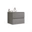 Meuble-lavabo mural 24 po avec lavabo en céramique avec trois trous de robinet, grand meuble-lavabo flottant pour salle de bain moderne, lavabo une pièce sans drain, pré-assemblé
