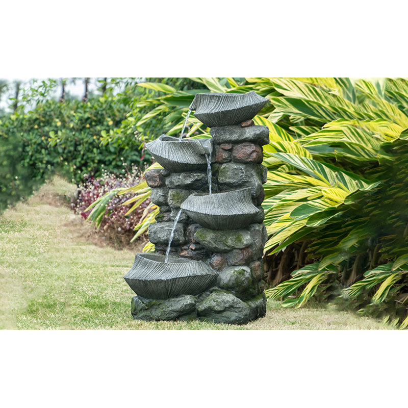 Fontaine 19 po x 15 po x 31,5 po pour l'extérieur, en pierre et en polyrésine