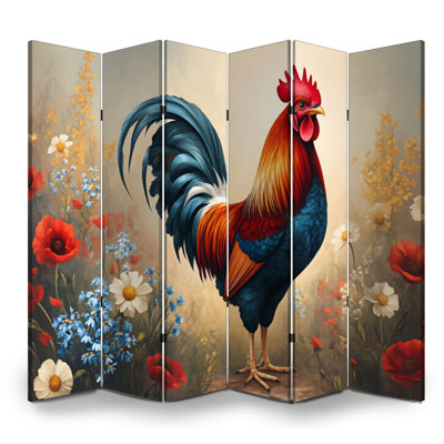 Paravent rustique 4 panneaux paravent Royal Vibrant Rooster