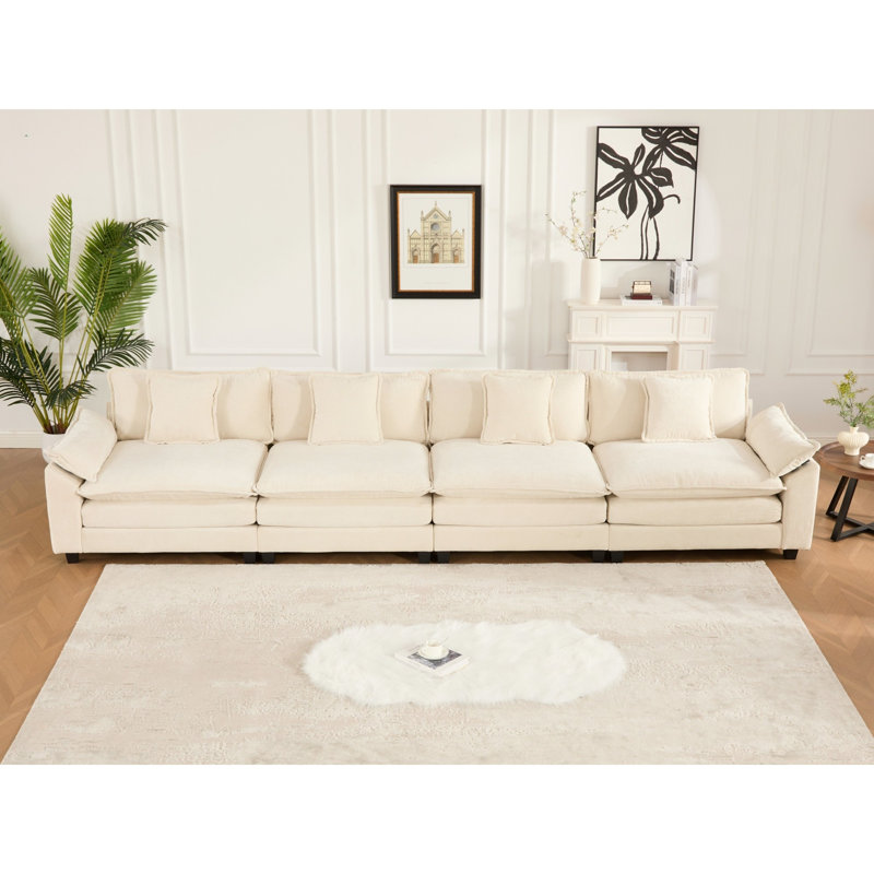 Canapé modulaire confortable, tissu chenille, style moderne pour le salon