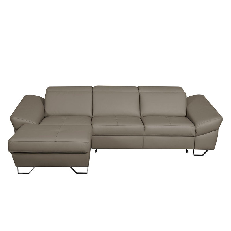 Monza Leather Corner Sofa with Sleeping Function and Underseat Storage, Tan, Left Hand Facing