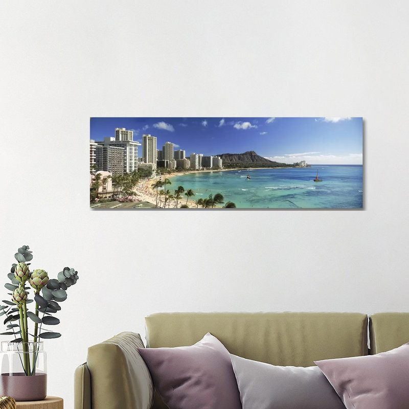1 Piece Wrapped Canvas Panoramic Wall Art, 121.92 cm H x 40.64 cm W, White Floater Framed