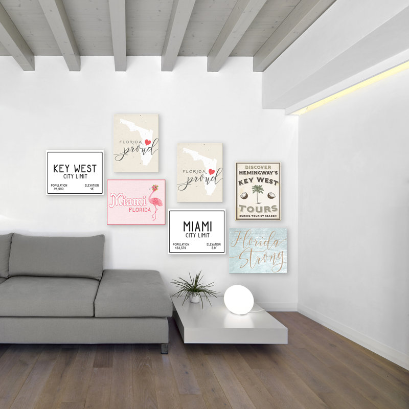 «Miami City» par Daphne Polselli, reproduction d'art textuel sur toile, H 13 po x l 19 po, Sans cadre