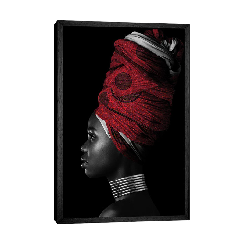Red African Women II by Danilo De Alexandria - Print on Canvas, 66.04cm H x 45.72cm W x 3.81cm D, Black Framed