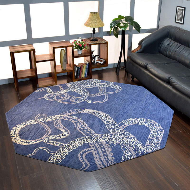 Glasscock Hand Tufted Wool Eco-Friendly Area Rugs - Rectangle, Blue Beige Color, Contemporary Modern Design, High Pile Thick Handmade Anti Skid Area Rugs for Living Room, Bed Room