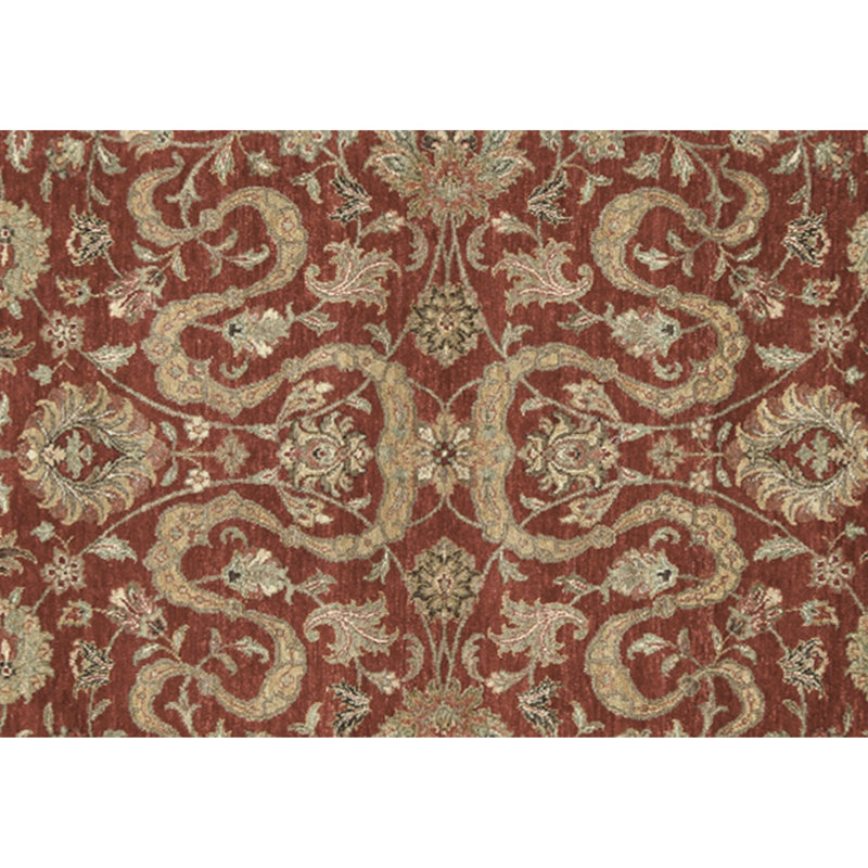 Hand Knotted Wool Oriental Area Rug in Red And Black
