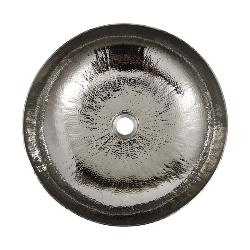 Maestro Copper Circular Vessel Bathroom Sink, Polished Nickel