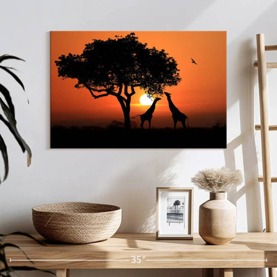 Brampt Giraffe Couple At Sunset