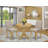 3 Piece Dining Set Contains a Round Kitchen Table with Pedestal and 2 Light Tan Linen Fabric Parson Dining Room Chairs, Oak-2038173625-2038173569