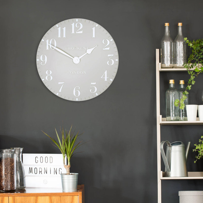 Arabic Metal Wall Clock, Blue Grey, 51cm H x 51cm W x 5cm D