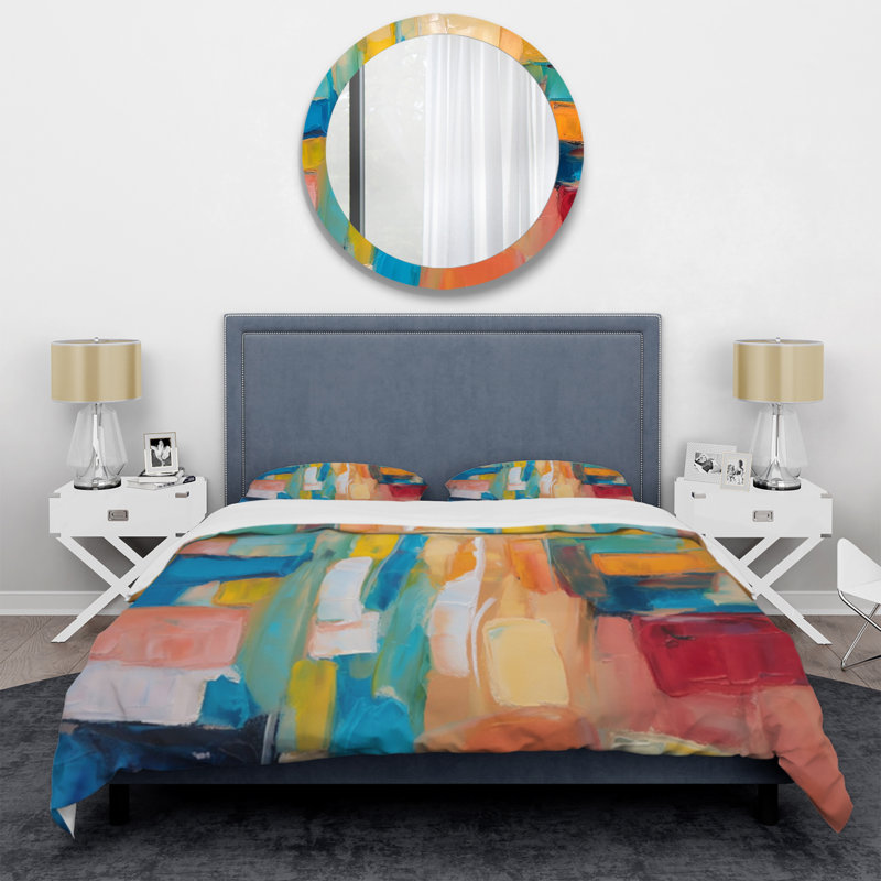 Ensemble de housse de couette en microfibre / polyester Vibrant Cubist Colourfields