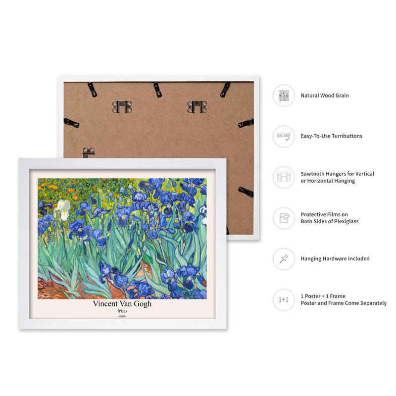 Van Gogh - Iris n ° 2, 24"H x 32"W, Poster, White Framed