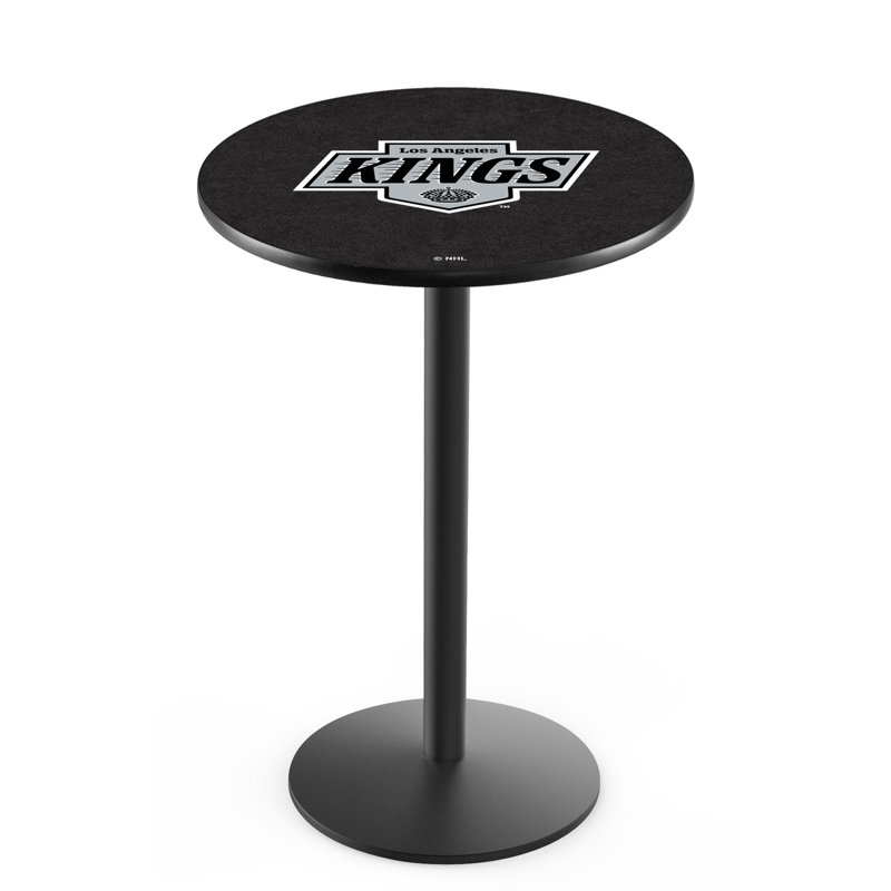 Round Metal Base Dining Table, Black Wrinkle, Los Angeles Kings
