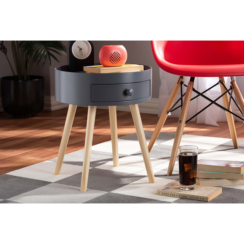 Caden Grey 1-Drawer Wood Nightstand, Grey
