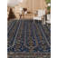 Tapis bleu marine et gris noué à la main de haute qualité