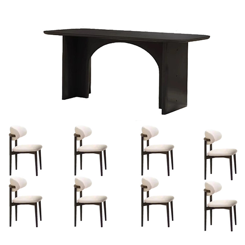 Combinaison table et chaises de style crème, Noir