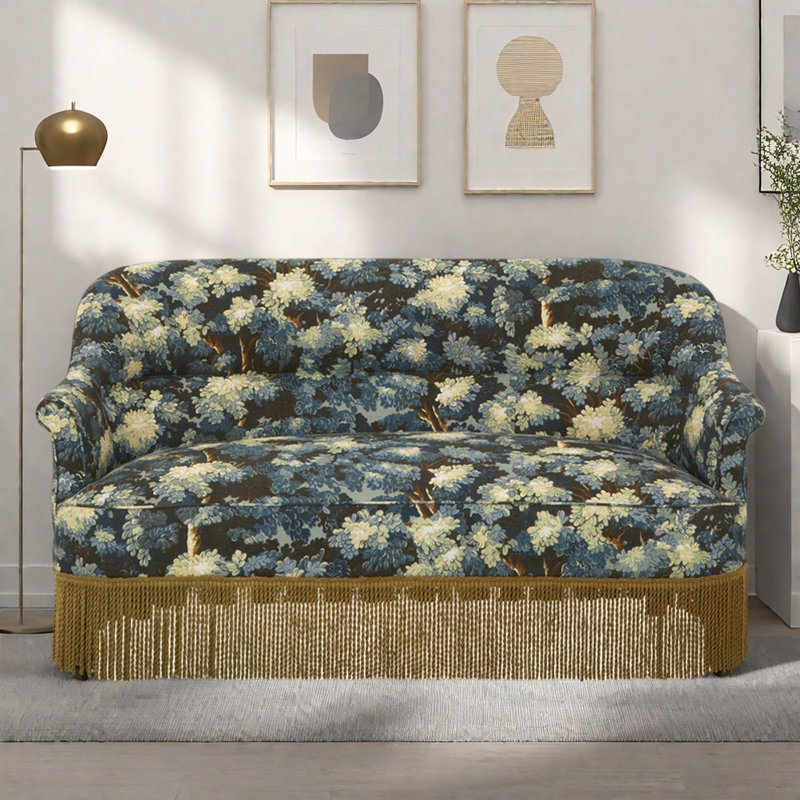Retro Blue Fabric Sofa