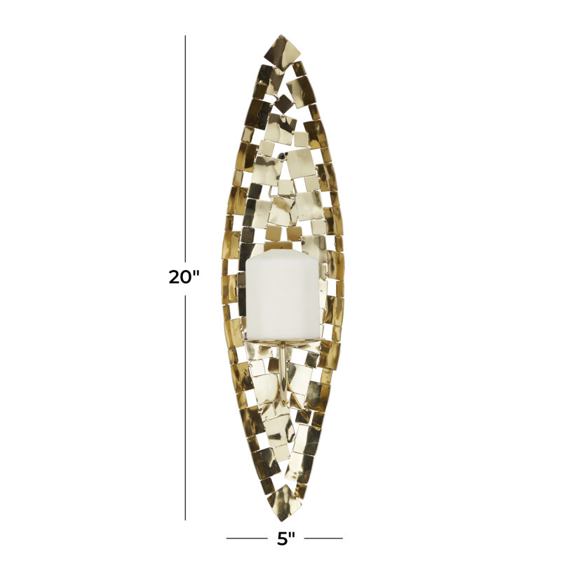 Steel Candle Wall Light, Gold