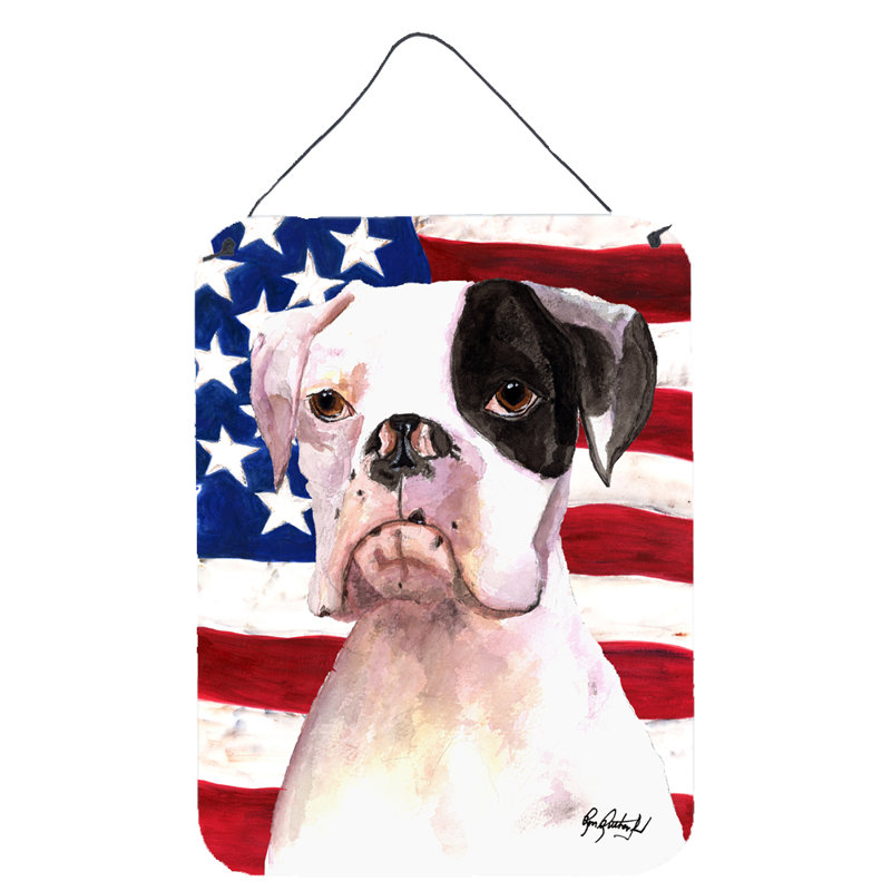 Impression de drapeau américain sur plaque, Deerhound écossais 2
