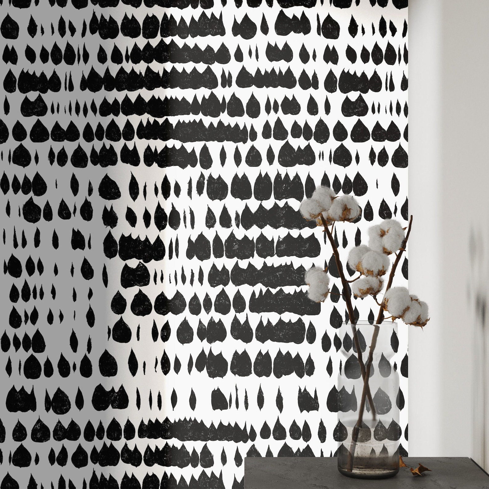 Cumulus Black and White Wallpaper – Angela Simeone