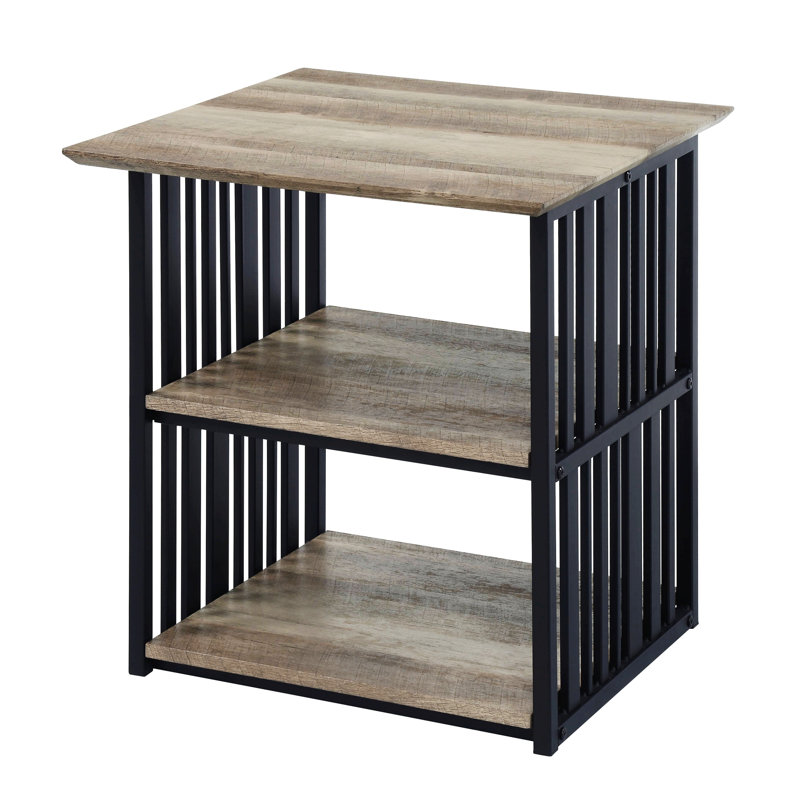 Table de chevet, table de chevet à structure en métal avec tablette ouverte
