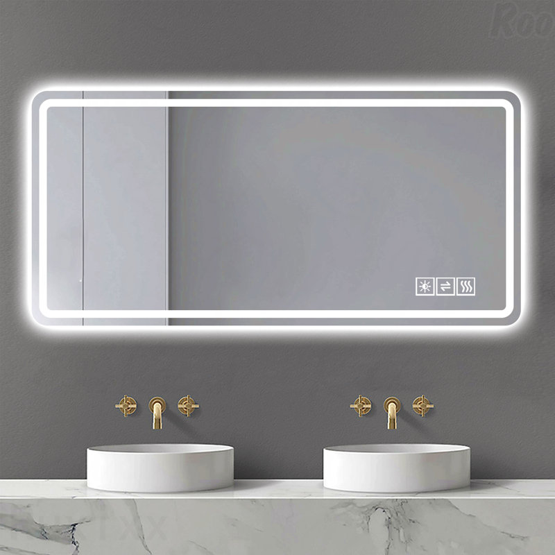 Miroir d'appoint pour salle de bain à DEL - Anti-buée, à intensité variable et en verre trempé