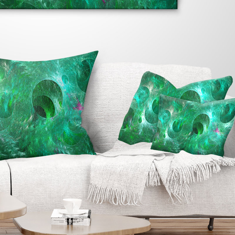 Texture de verre vert fractal - coussin imprimé abstrait, 12 po x 20 po, Rectangulaire