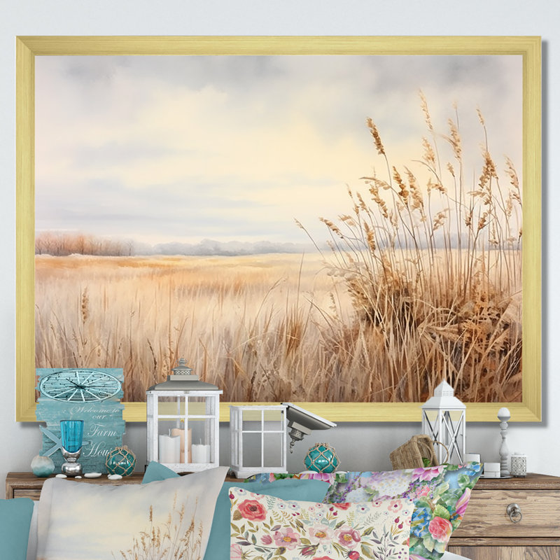 Prairie Peacefulness Meadows II sur toile, Cadre doré simple, H 34 po x l 44 po x P 1,5 po