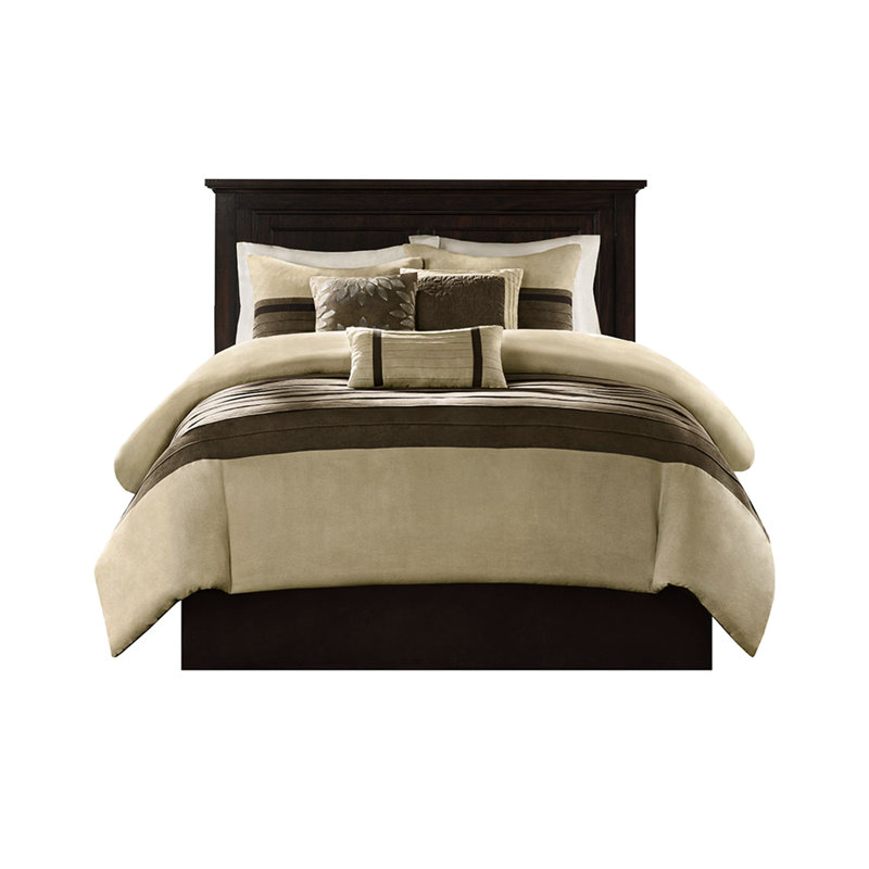 Édredon double avec faux suède, froissé - 3 coussins décoratifs