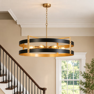 Lustre tambour moderne en métal 8 lumières