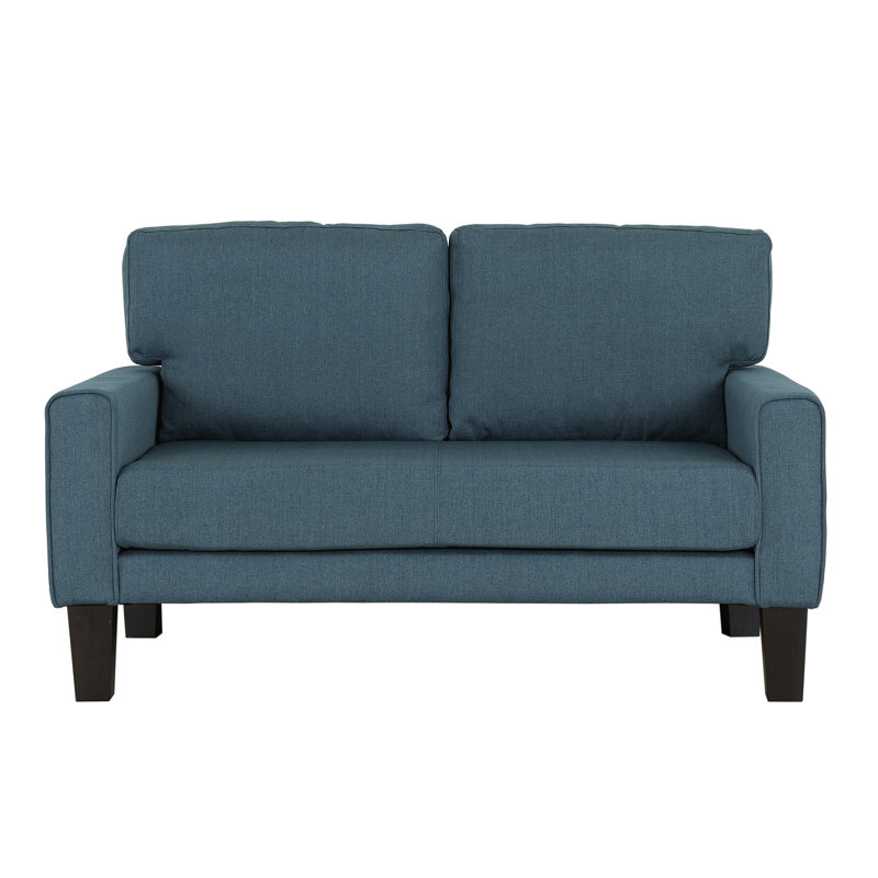 Causeuse à accoudoirs carrés 52 po Blacke, Mélange de polyester bleu, H 31 po x l 52 po x P 32 po