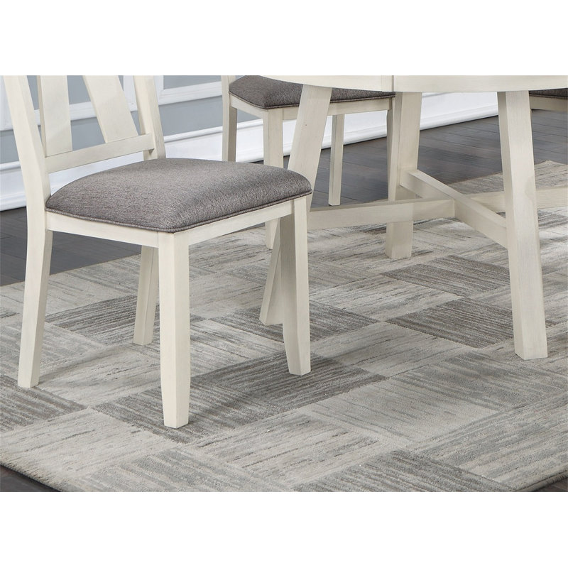 Ensemble de 2 chaises de salle à manger avec coussins en tissu et lignes blanches