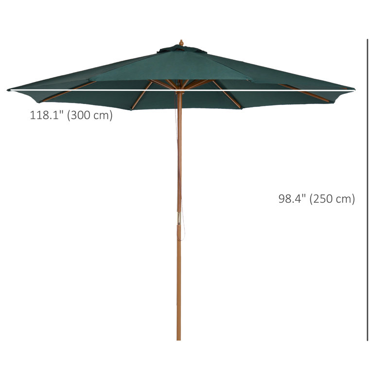 Parasol de marché 118,1 po avec poulie et contrepoids de comptoir inclus
