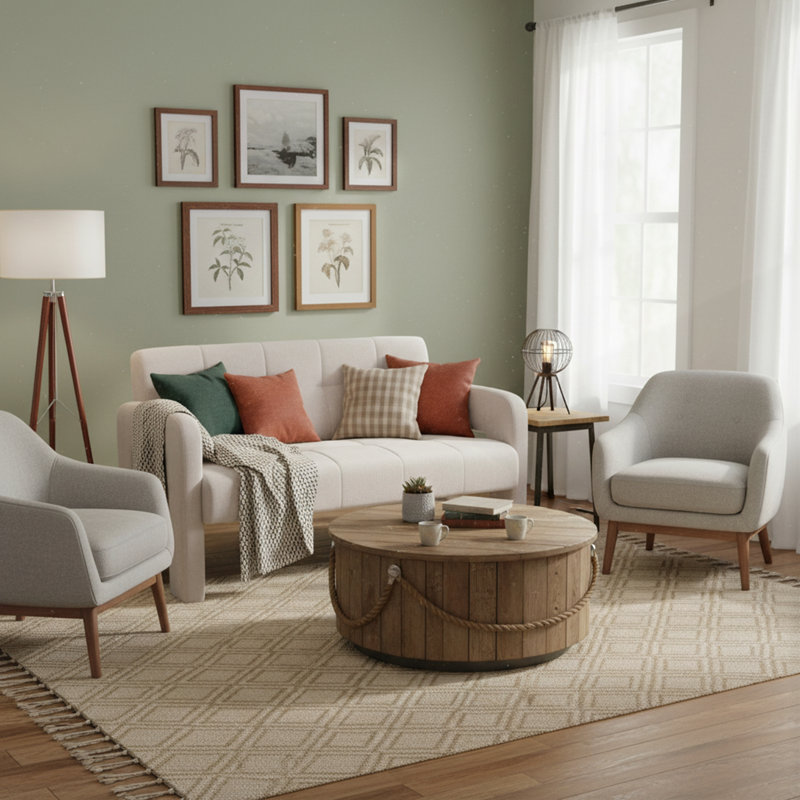 Canapé moderne double rembourré compact, Beige