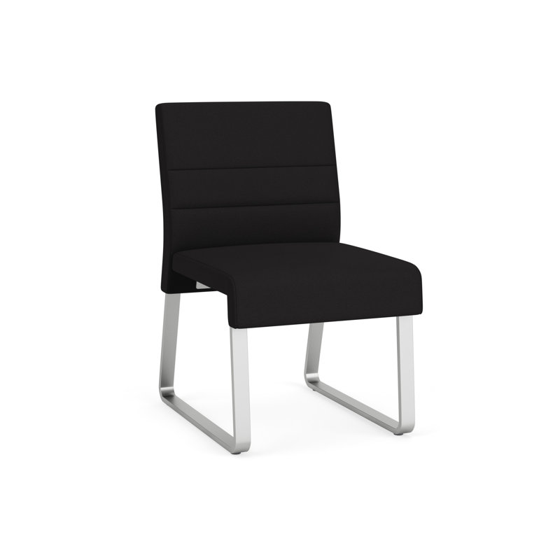 Chaise d'invité sans accoudoirs Waterfall, Argent, Portes ouvertes en tissu noir