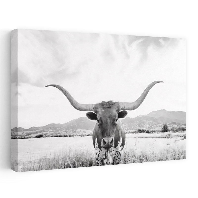 Art mural contemporain Longhorn, 40" H x 60" W