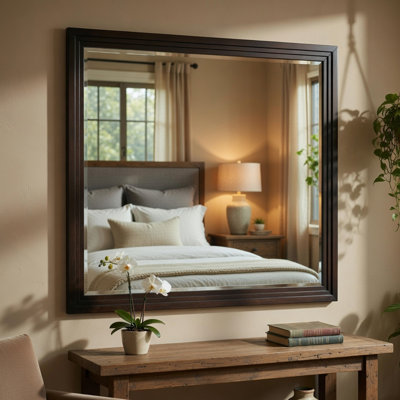 Miroir de coiffeuse Tey, cadre veener gris anthracite, 39 x 47