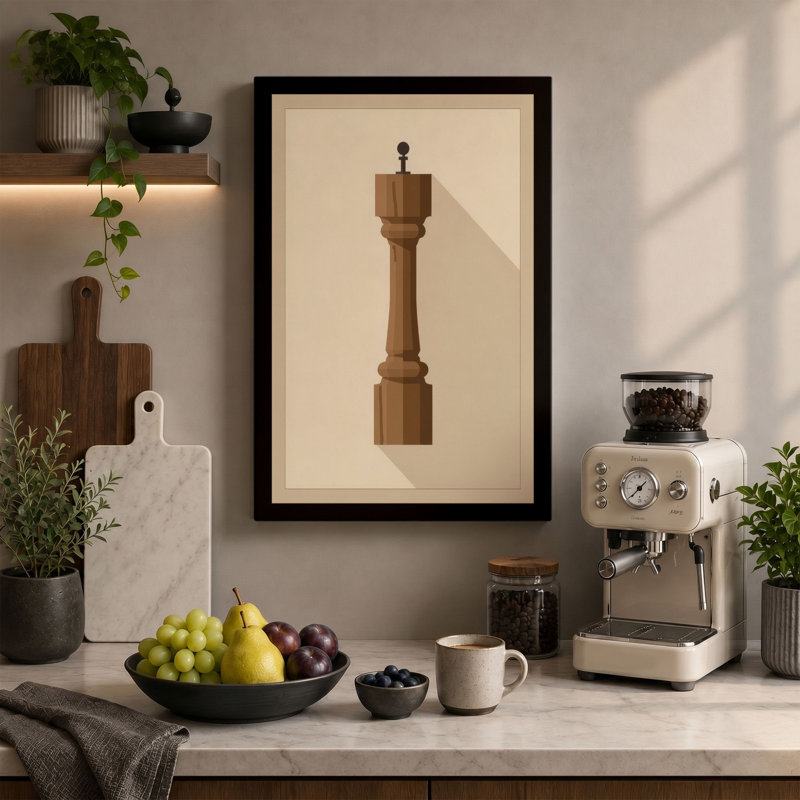 Wooden Queen Minimalist - Wrapped Canvas, 24x16 - 61.0 x 40.6 cm, Terracotta Border