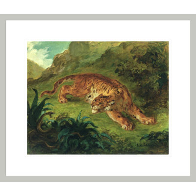 «Tiger and Snake» par Eugène Delacroix, impression giclée sur cadre