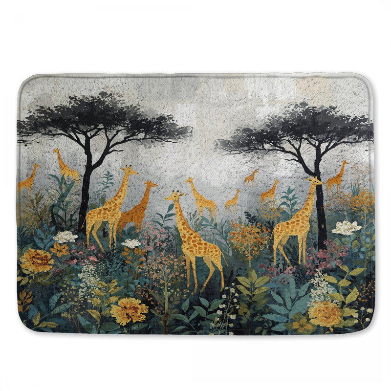 Tapis de bain Girafes In Wildflowers, L 34 po x L 21 po
