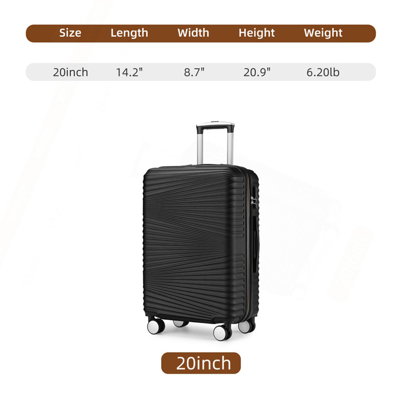 Valise 20 pouces avec roulettes à roulettes Valise rigide extensible, bagage à carreaux 20 po
