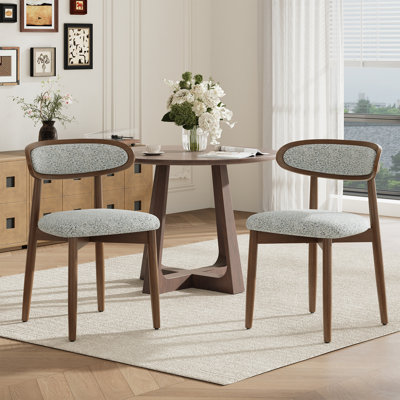 Modern Upholstered Dining Chairs with Solid Wood Legs